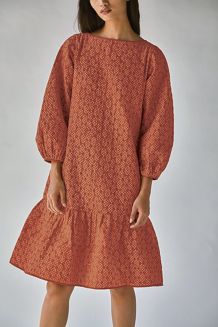 Orange Printed Boxy Vacation Dress by Ek Katha at Pernia's Pop Up Shop