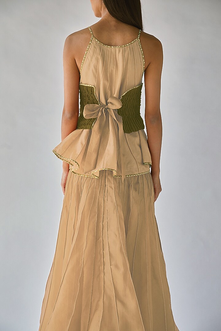 Beige Printed Halter Top by Ek Katha at Pernia's Pop Up Shop