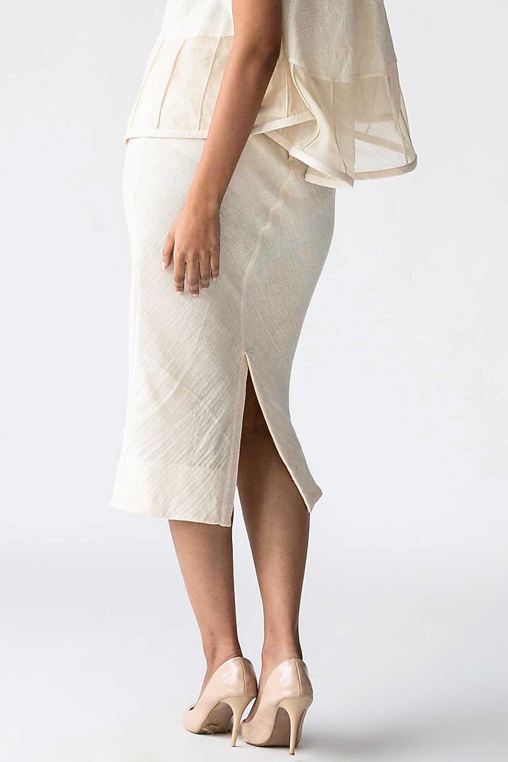 Ivory Cotton Pencil Skirt by Ek Katha at Pernia's Pop Up Shop