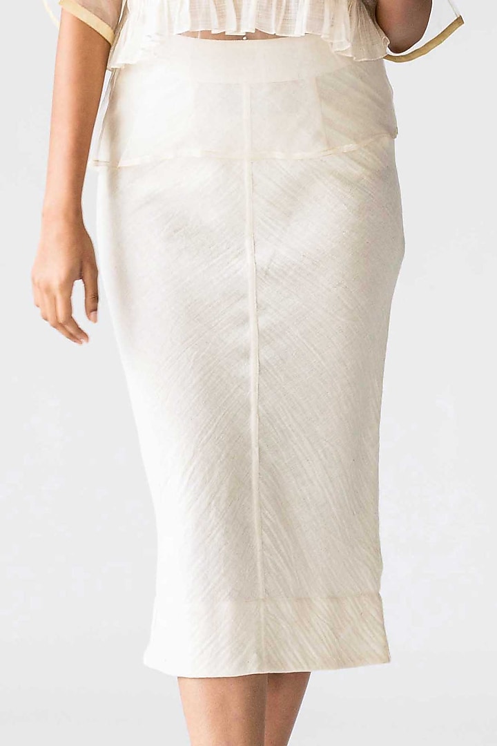 Ivory Cotton Pencil Skirt by Ek Katha at Pernia's Pop Up Shop