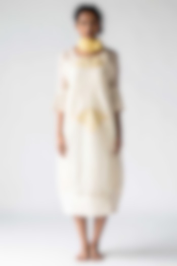 Ivory Sleeveless Cocoon Dress by Ek Katha