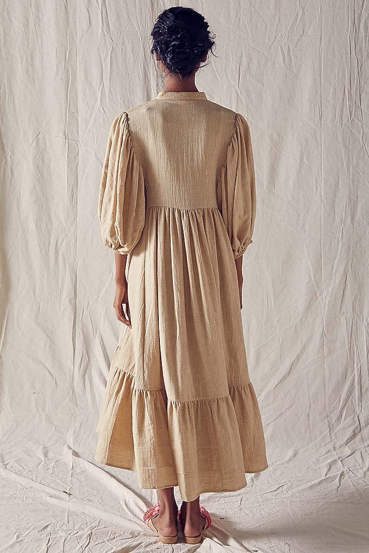 Beige Organic Cotton Summer Dress by Ek Katha at Pernia's Pop Up Shop