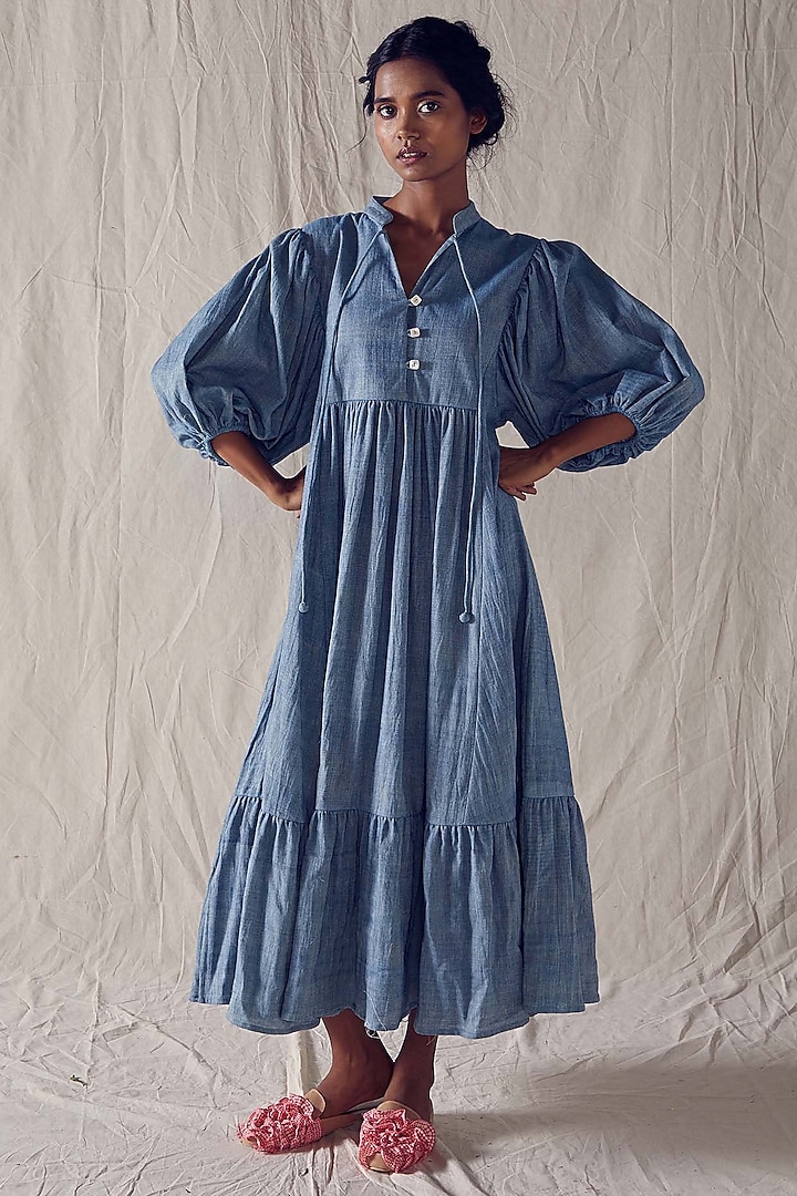 Indigo Blue Organic Cotton Dress by Ek Katha