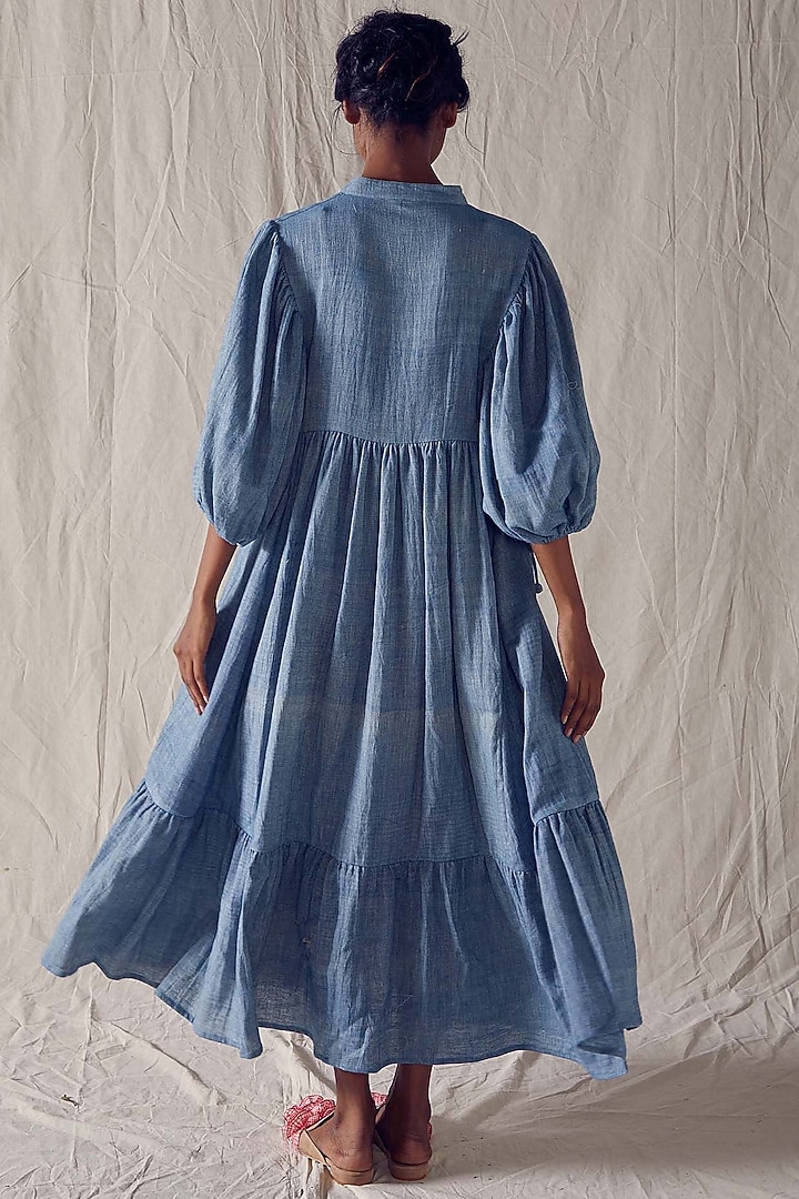 Indigo Blue Organic Cotton Summer Dress by Ek Katha at Pernia's Pop Up Shop
