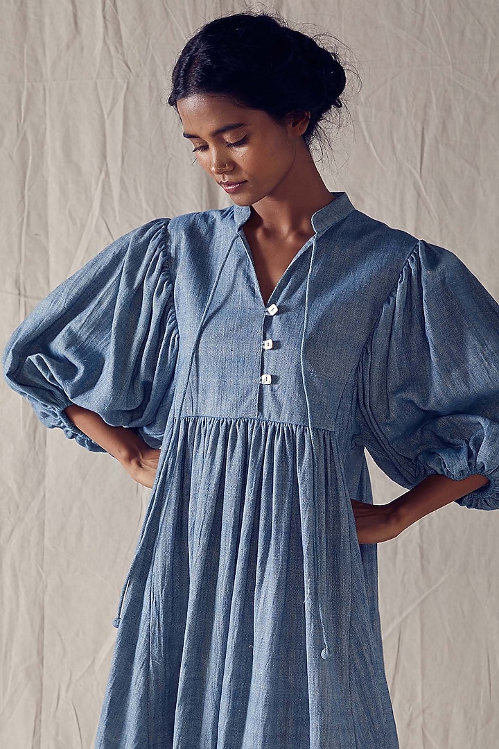 Indigo Blue Organic Cotton Summer Dress by Ek Katha at Pernia's Pop Up Shop