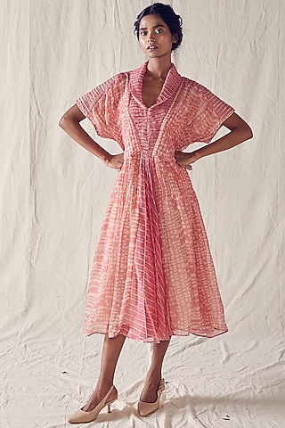 Light Red Printed Dress by Ek Katha