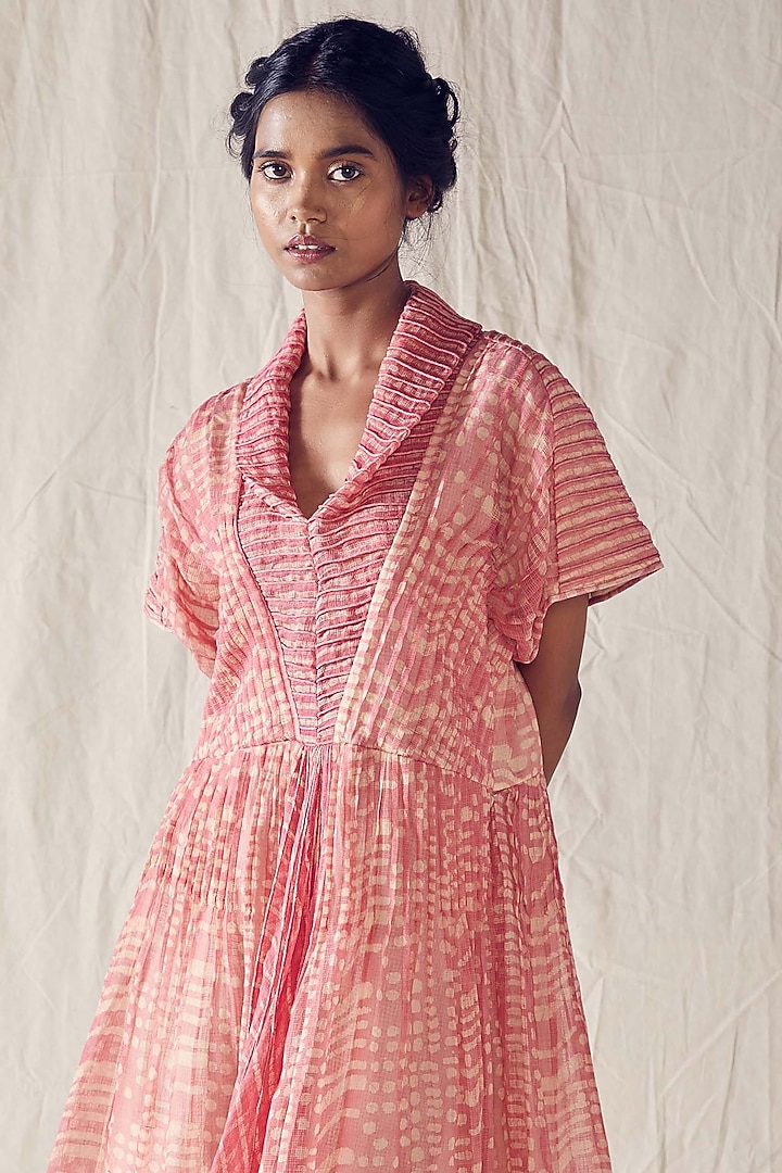 Light Red Printed Summer Dress by Ek Katha at Pernia's Pop Up Shop