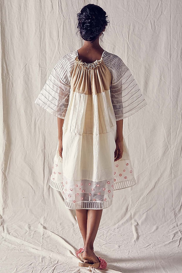 Ivory & Beige Silk Organza Three-Tiered Summer Dress by Ek Katha at Pernia's Pop Up Shop