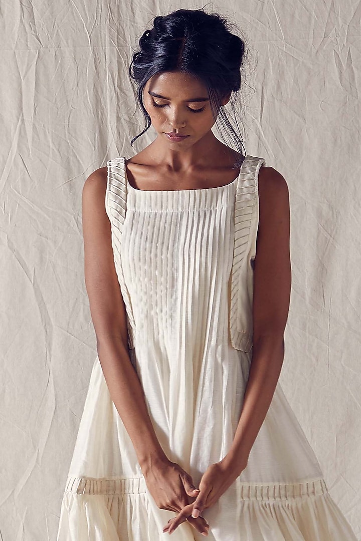 Ivory Silk Cotton Summer Dress by Ek Katha at Pernia's Pop Up Shop
