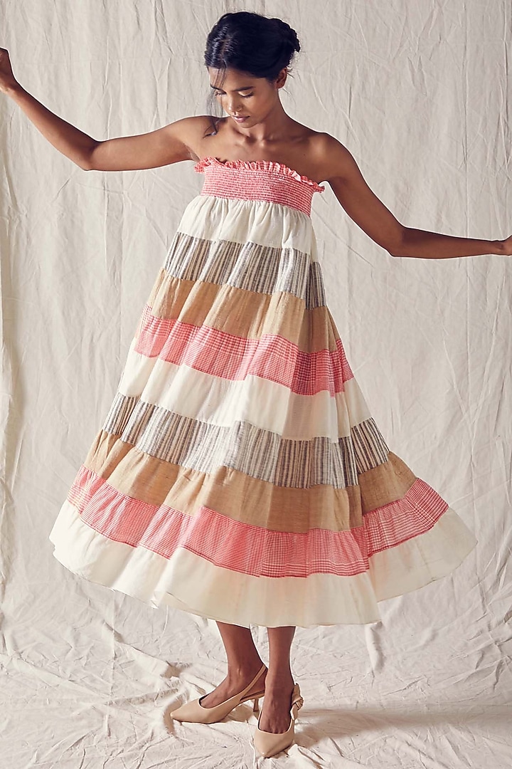 Multi-Colored Organic Cotton Dress by Ek Katha
