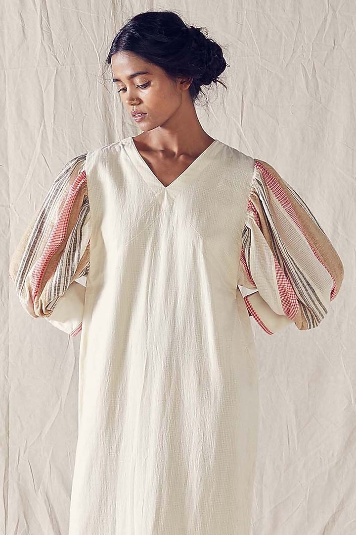 Ivory Khadi Cotton Summer Dress by Ek Katha at Pernia's Pop Up Shop