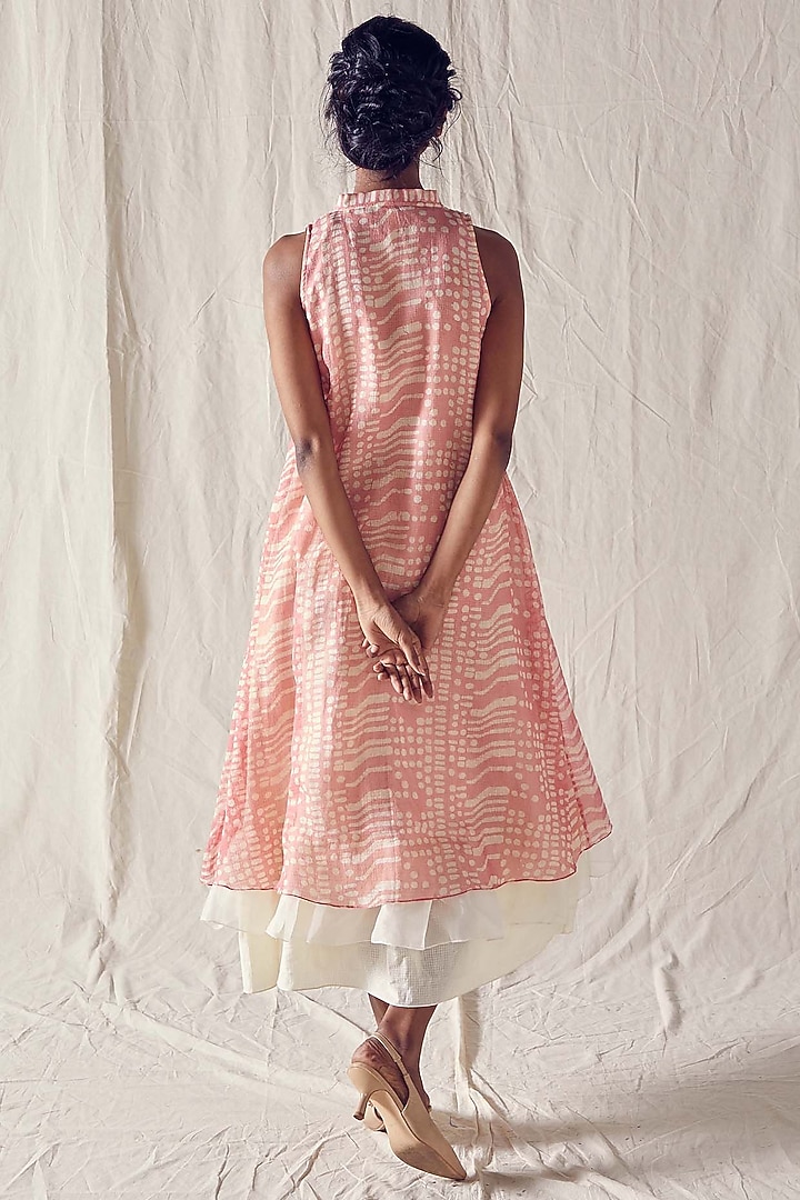 Light Red Summer Dress With Print by Ek Katha at Pernia's Pop Up Shop