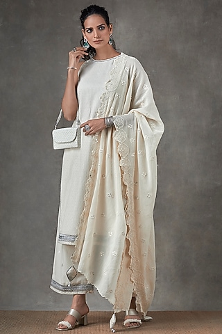 Ecru Cotton Kurta Set by Ekanya