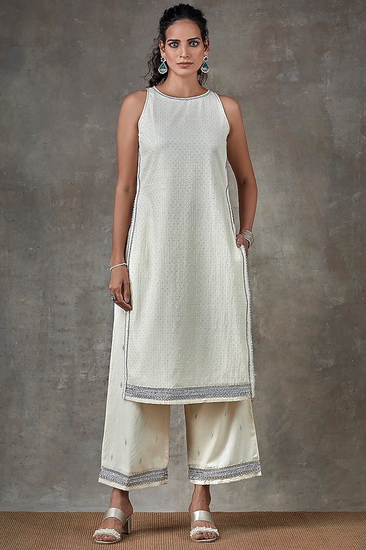 Ecru Cotton Kurta Set by Ekanya at Pernia's Pop Up Shop