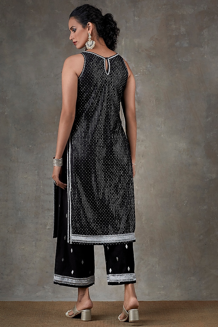 Black Cotton Kurta Set by Ekanya at Pernia's Pop Up Shop