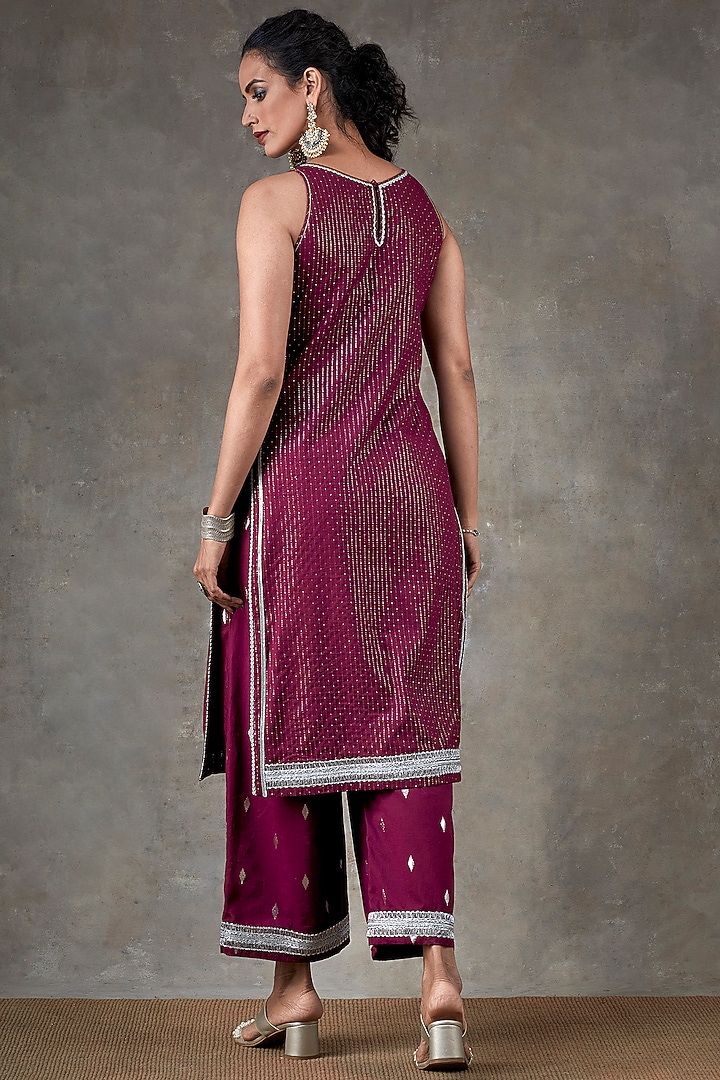 Wine Cotton Kurta Set by Ekanya at Pernia's Pop Up Shop