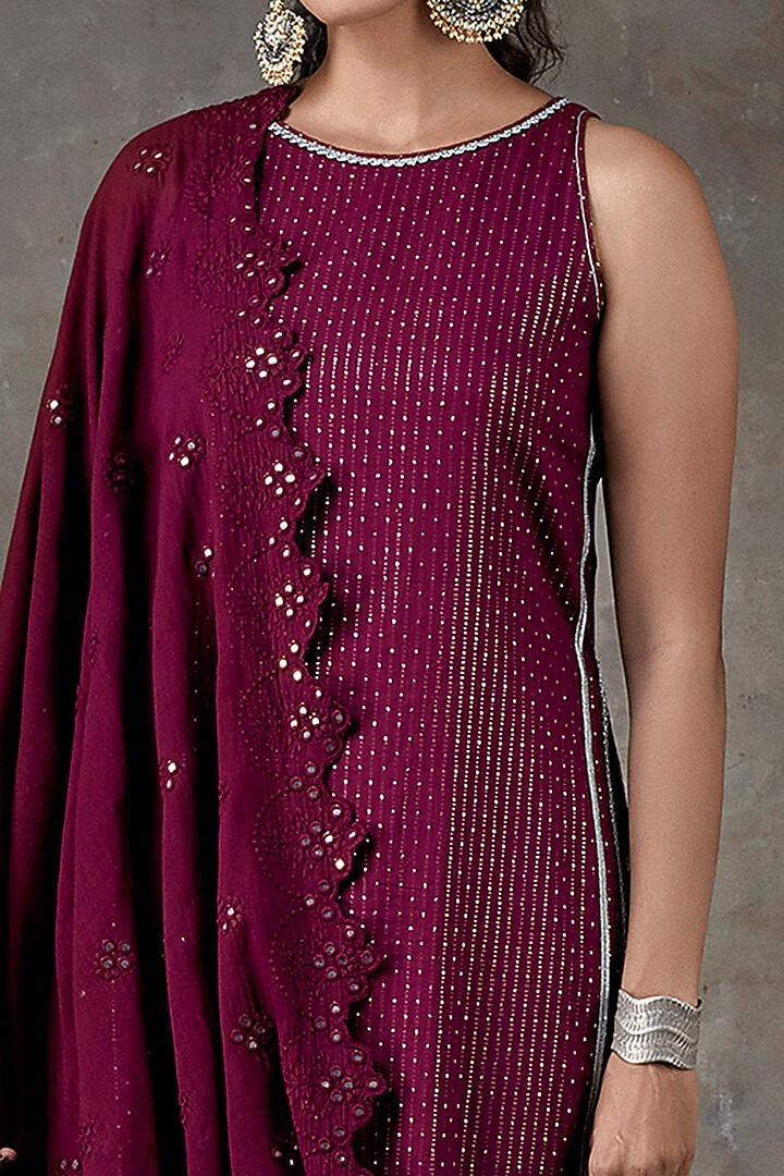 Wine Cotton Kurta Set by Ekanya at Pernia's Pop Up Shop