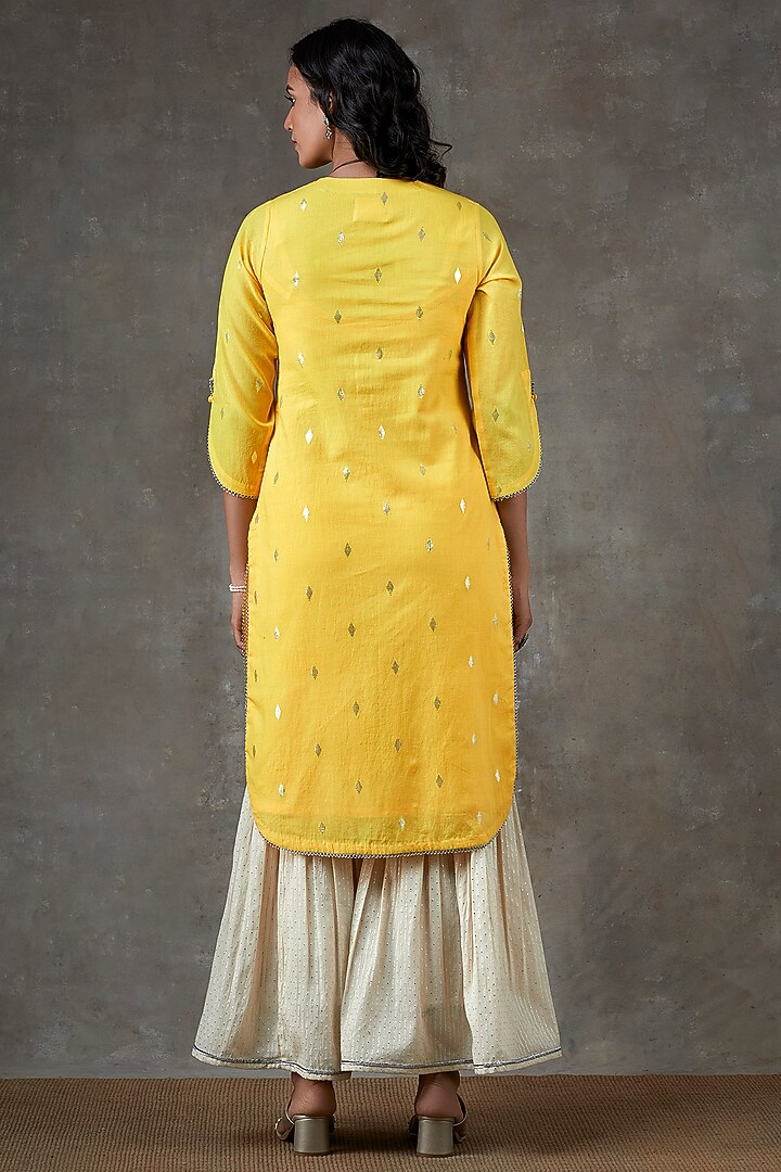 Yellow & Ecru Cotton Sharara Set by Ekanya at Pernia's Pop Up Shop