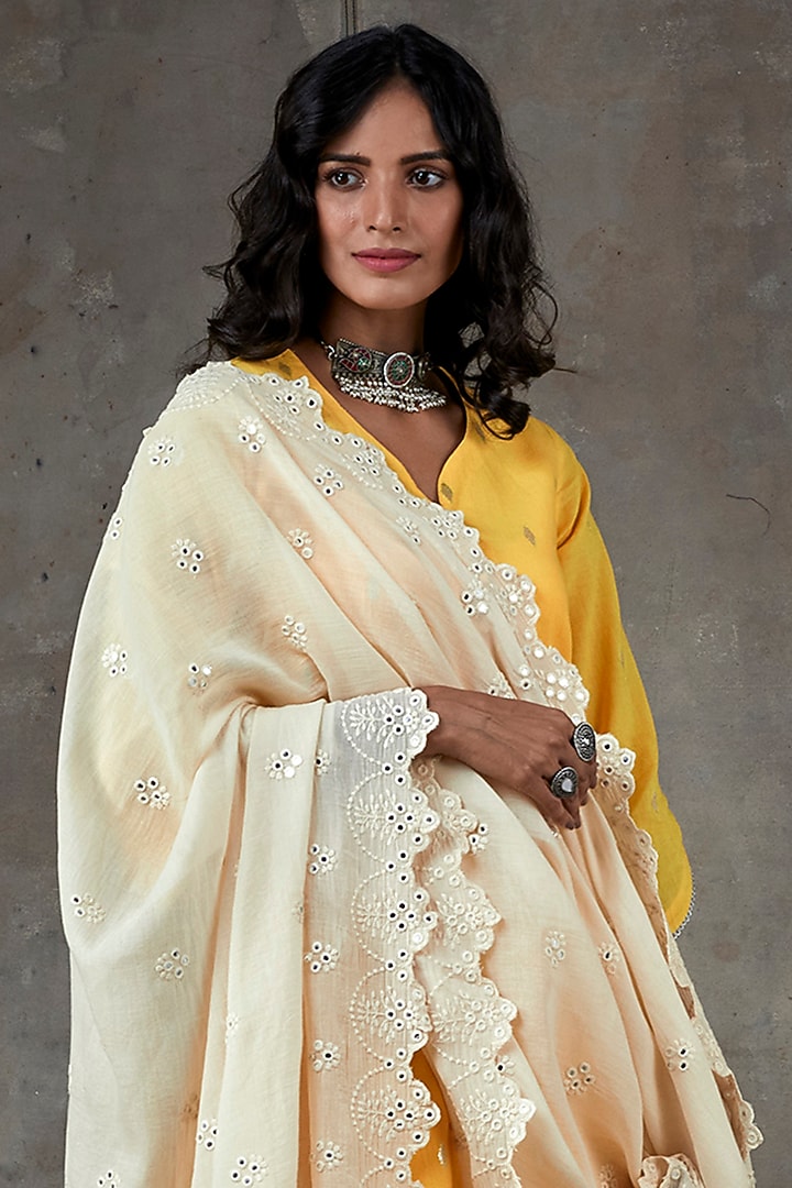 Yellow & Ecru Cotton Sharara Set by Ekanya at Pernia's Pop Up Shop