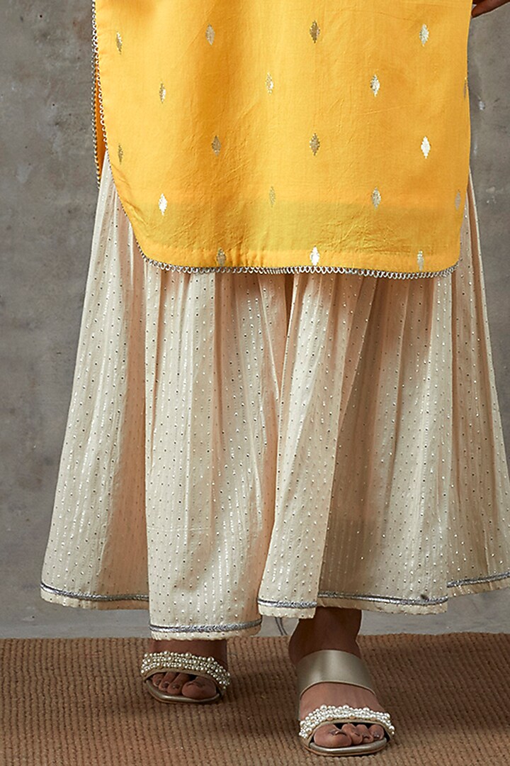 Yellow & Ecru Cotton Sharara Set by Ekanya at Pernia's Pop Up Shop