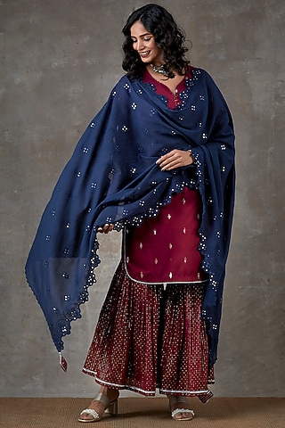 Maroon Cotton Sharara Set by Ekanya