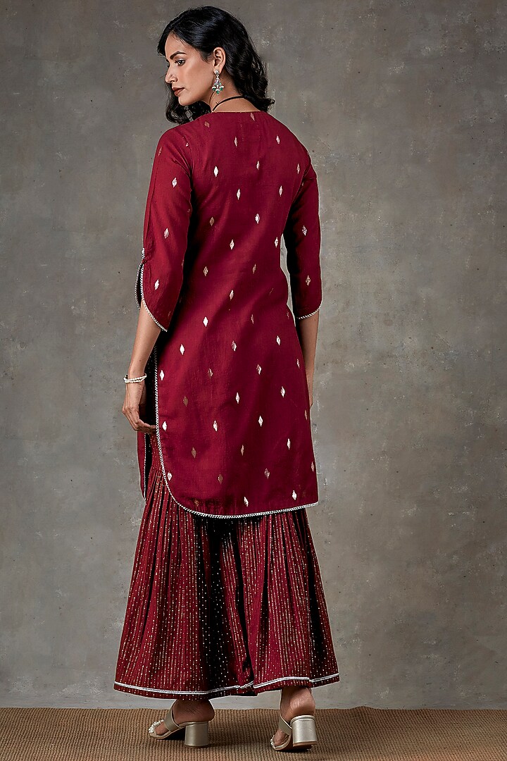 Maroon Cotton Sharara Set by Ekanya at Pernia's Pop Up Shop