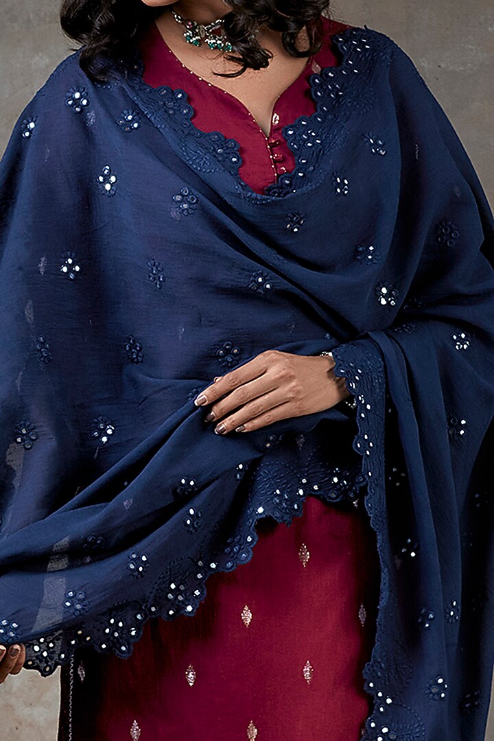 Maroon Cotton Sharara Set by Ekanya at Pernia's Pop Up Shop