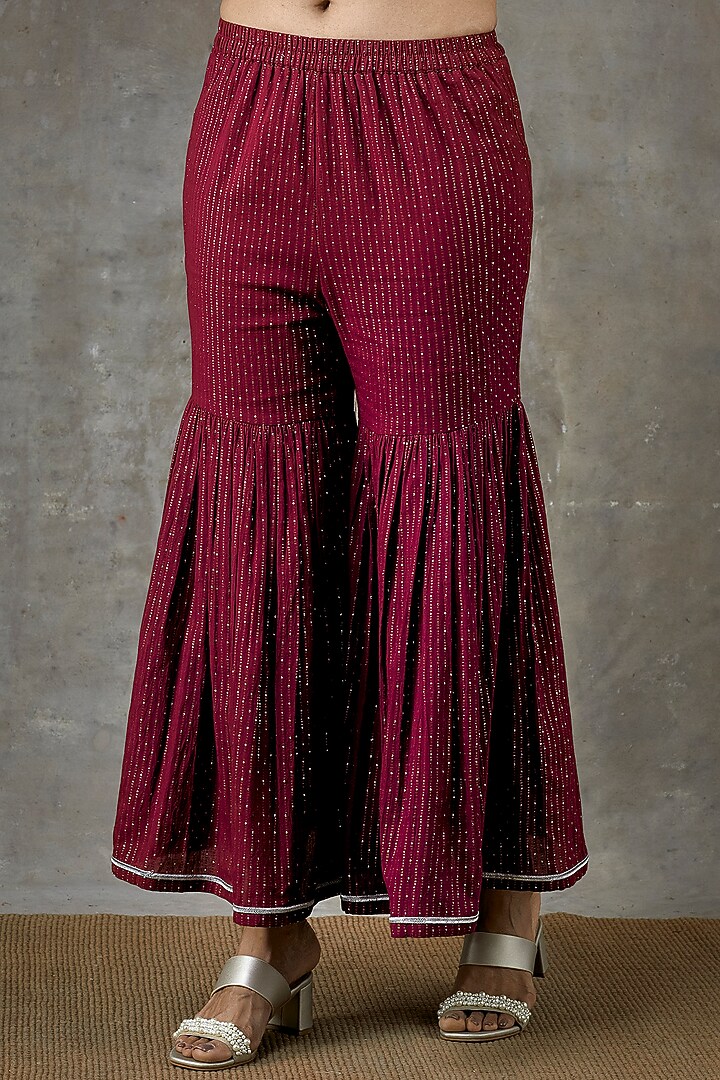 Maroon Cotton Sharara Set by Ekanya at Pernia's Pop Up Shop