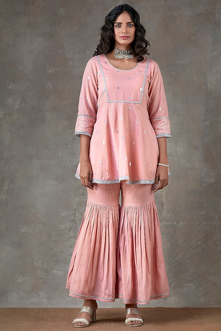Light Pink Cotton Sharara Set by Ekanya at Pernia's Pop Up Shop