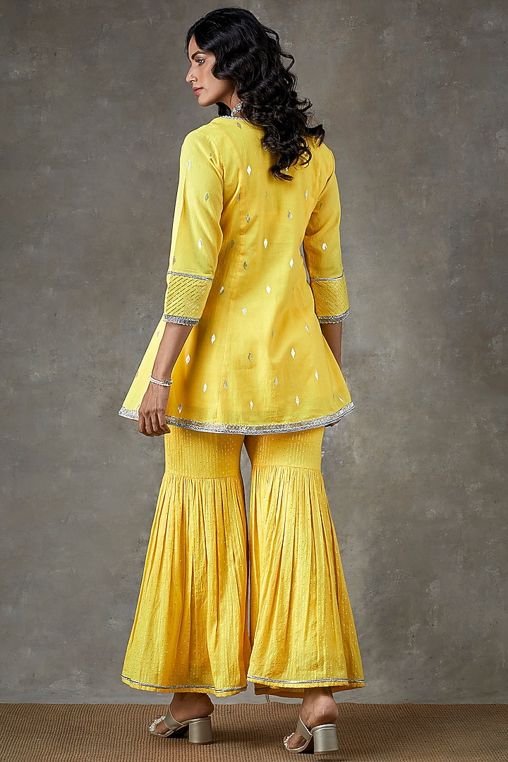 Yellow Cotton Sharara Set by Ekanya at Pernia's Pop Up Shop