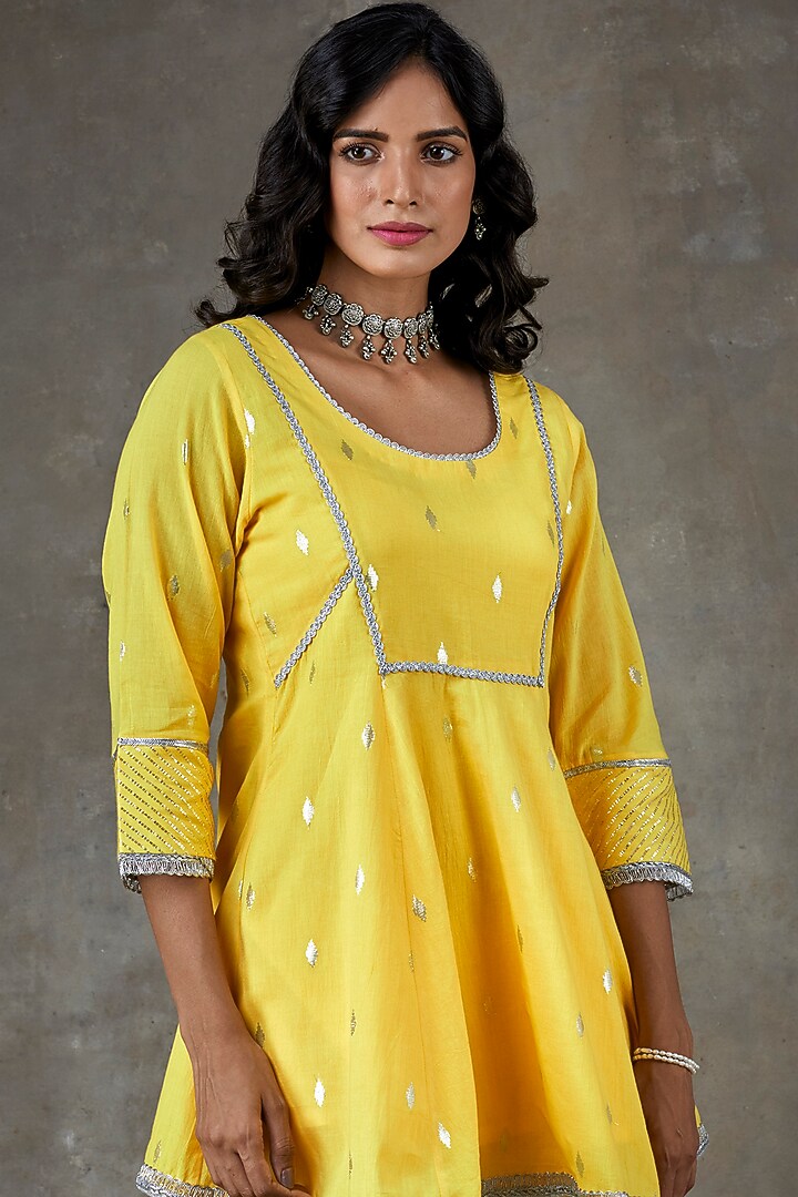 Yellow Cotton Sharara Set by Ekanya at Pernia's Pop Up Shop