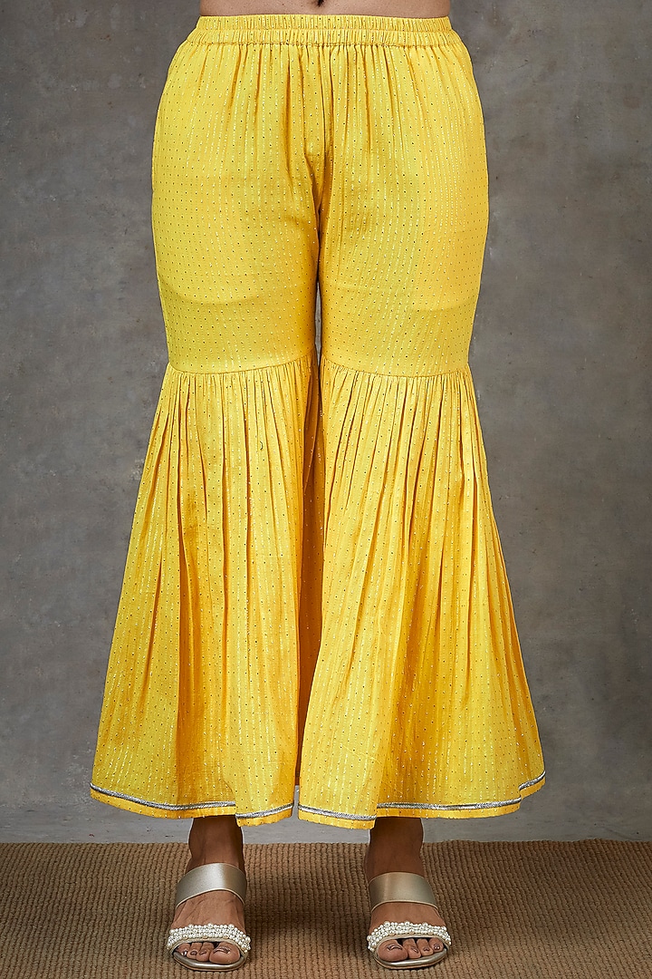 Yellow Cotton Sharara Set by Ekanya at Pernia's Pop Up Shop