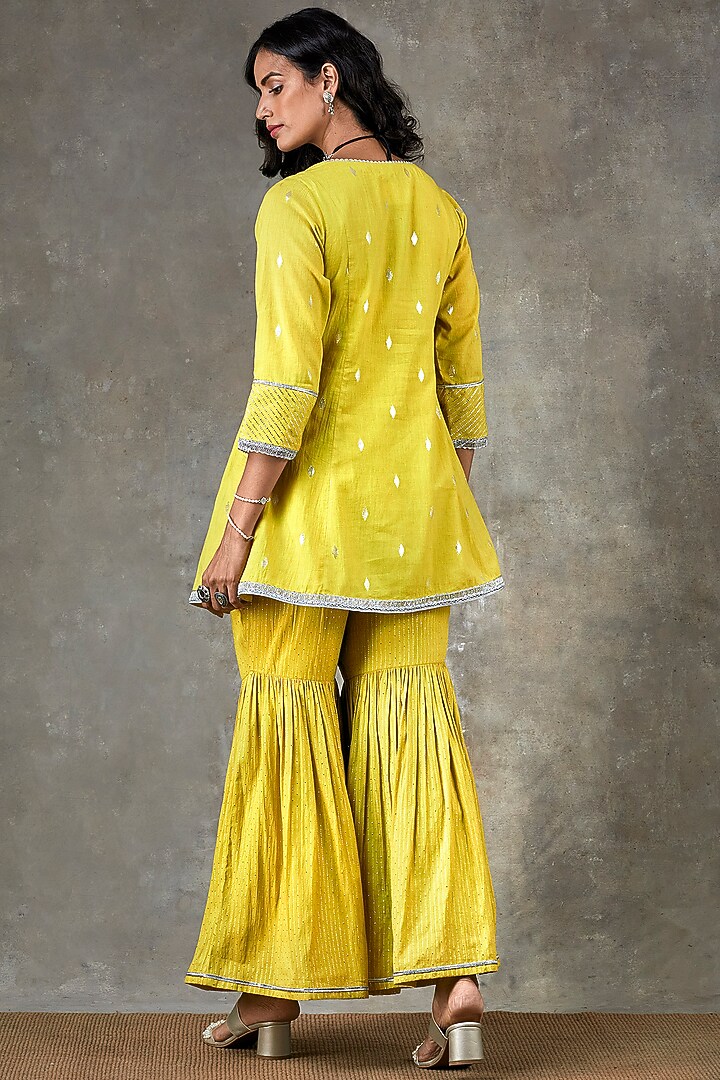 Lime Cotton Sharara Set by Ekanya at Pernia's Pop Up Shop