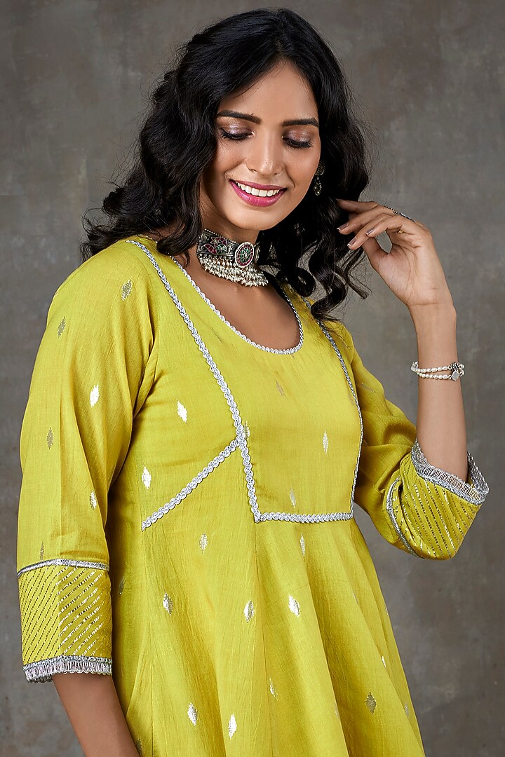 Lime Cotton Sharara Set by Ekanya at Pernia's Pop Up Shop