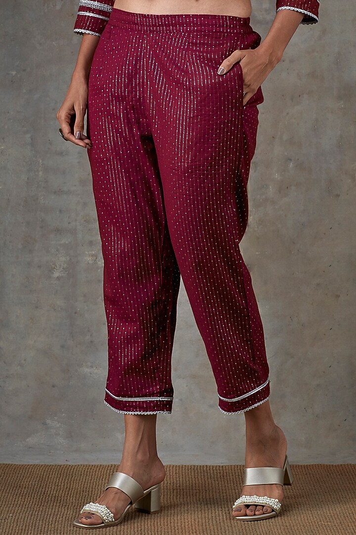 Maroon Cotton Kurta Set by Ekanya at Pernia's Pop Up Shop