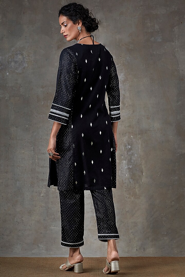 Black Cotton Kurta Set by Ekanya at Pernia's Pop Up Shop