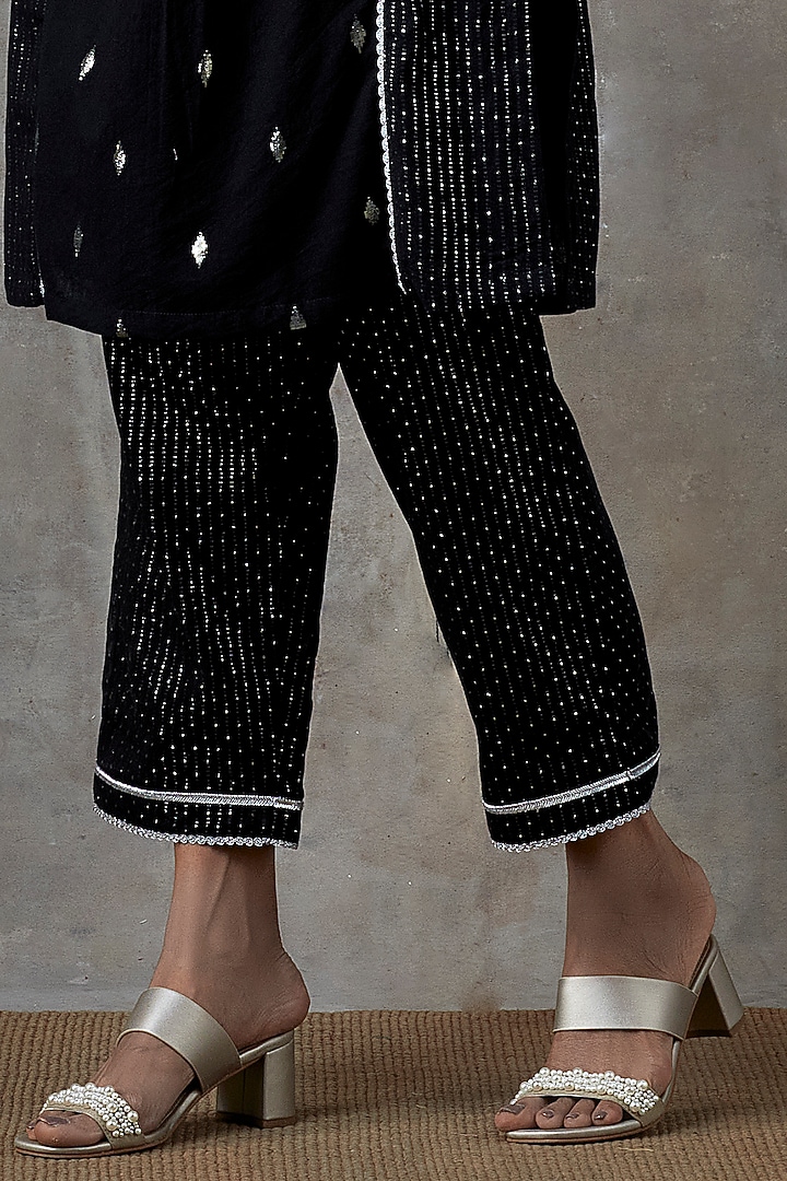 Black Cotton Kurta Set by Ekanya at Pernia's Pop Up Shop