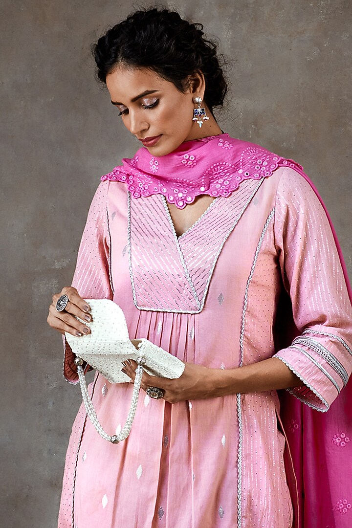 Light Pink Cotton Kurta Set by Ekanya at Pernia's Pop Up Shop