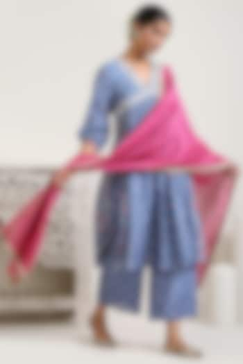 Blue Embroidered Kurta Set by Ekanya at Pernia's Pop Up Shop