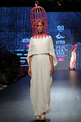 White Khadi Drape by Ekru by Ekta and Ruchira