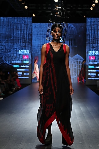 Black Khadi Drape by Ekru by Ekta and Ruchira