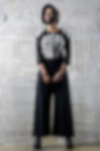 Black & White Khadi Jacket With Pants & Inner by Ekru by Ekta and Ruchira