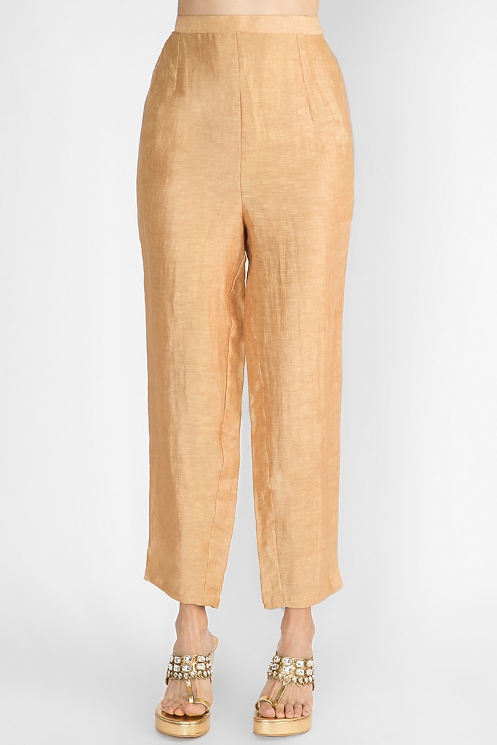 Beige Embroidered Kurta With Pants by Ekru by Ekta and Ruchira at Pernia's Pop Up Shop