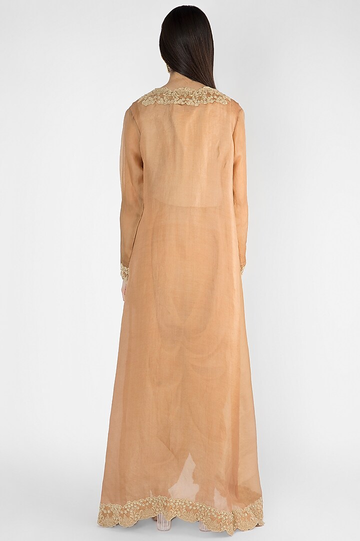 Beige Embroidered Jacket With Inner & Pants by Ekru by Ekta and Ruchira at Pernia's Pop Up Shop