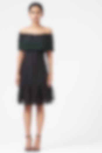 Black Off Shoulder Cocktail Dress by Ekta Singh at Pernia's Pop Up Shop