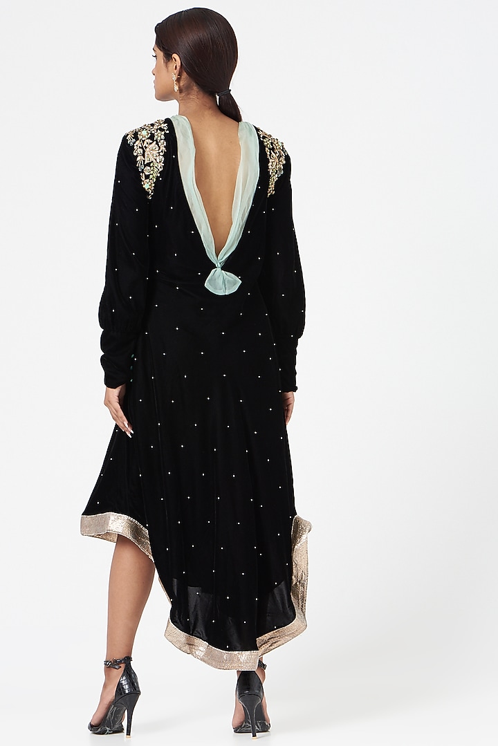 Black Hand Embroidered Cocktail Dress by Ekta Singh at Pernia's Pop Up Shop