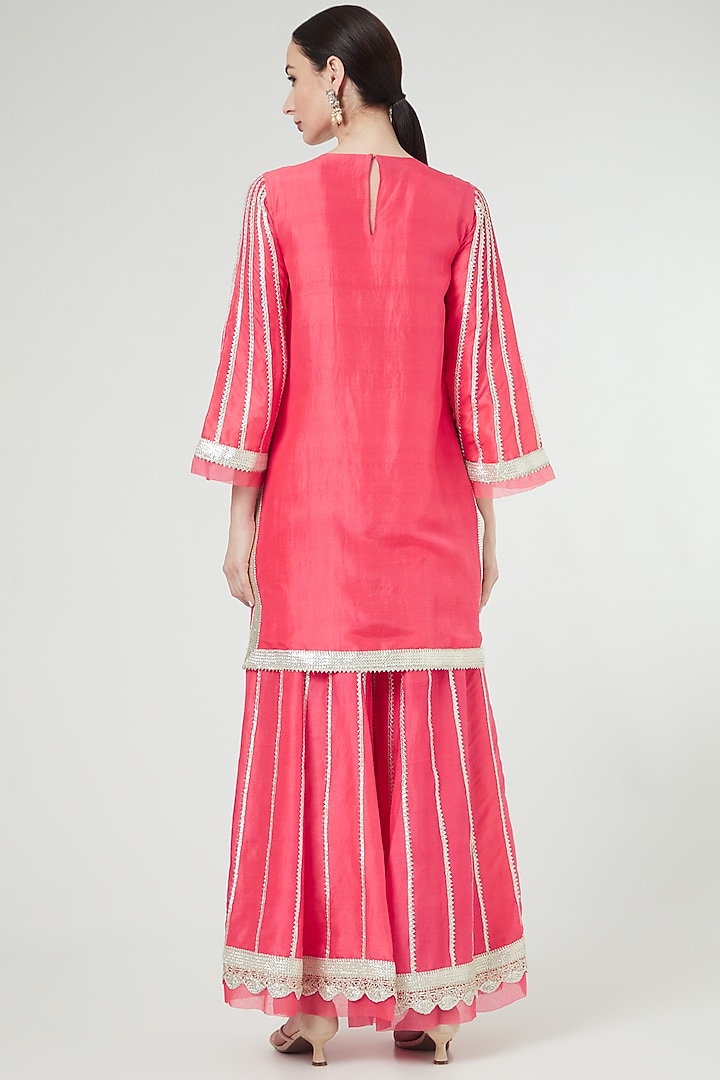 Coral Embroidered Bridal Sharara Set by Ekta Singh at Pernia's Pop Up Shop