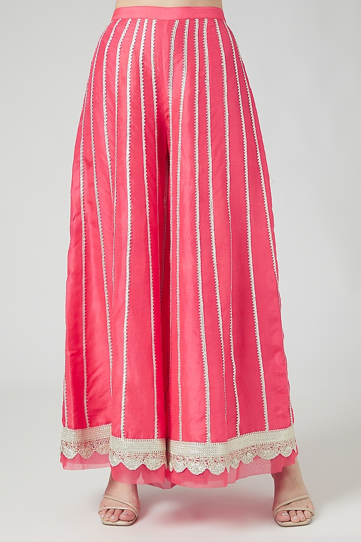 Coral Embroidered Bridal Sharara Set by Ekta Singh at Pernia's Pop Up Shop