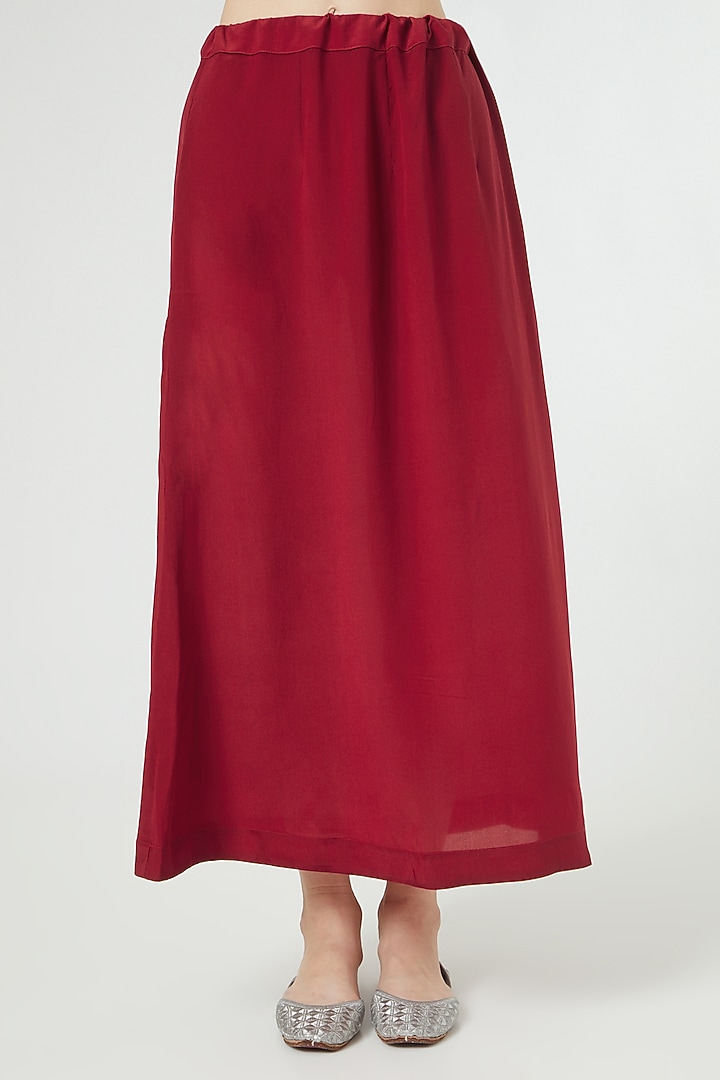 Red Chiffon Reception Saree Set by Ekta Singh at Pernia's Pop Up Shop