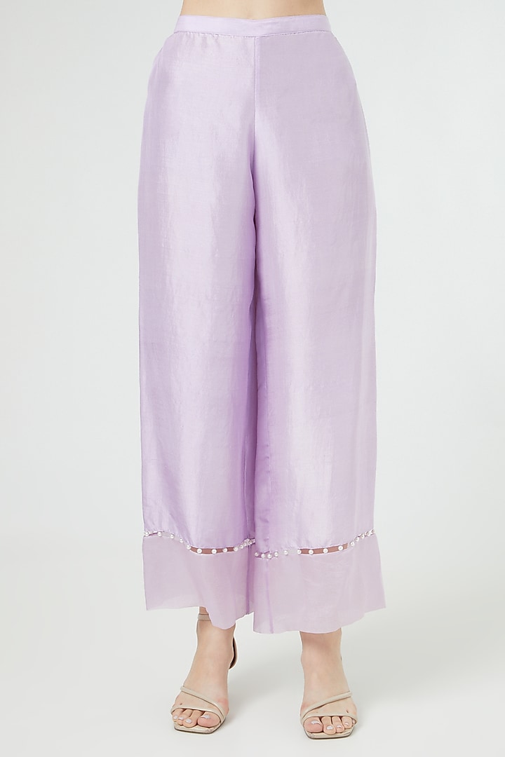 Lilac Embroidered Jacket Kurta Set by Ekta Singh at Pernia's Pop Up Shop